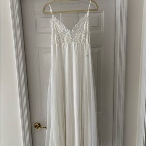 Vtg Tosca white Bridal Lace Empire Waist Peignoir Gown M